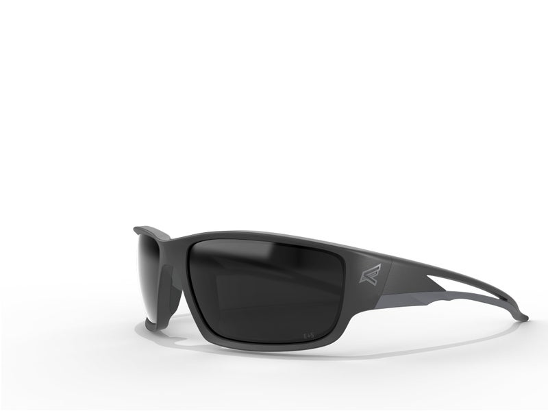 Edge TSK236VS Kazbek Torque Polarized Anti-Fog/Vapor Shield Safety Glasses, Anti-Scratch, Non-Slip, UV 400, Military Grade, ANSI/ISEA & MCEPS, 5.04" W, Matte Black Frame with Red E Logo/Smoke Lens - Image 1